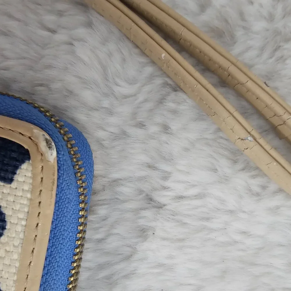 Spartina Blue Orange Zip Around Wallet Wristlet